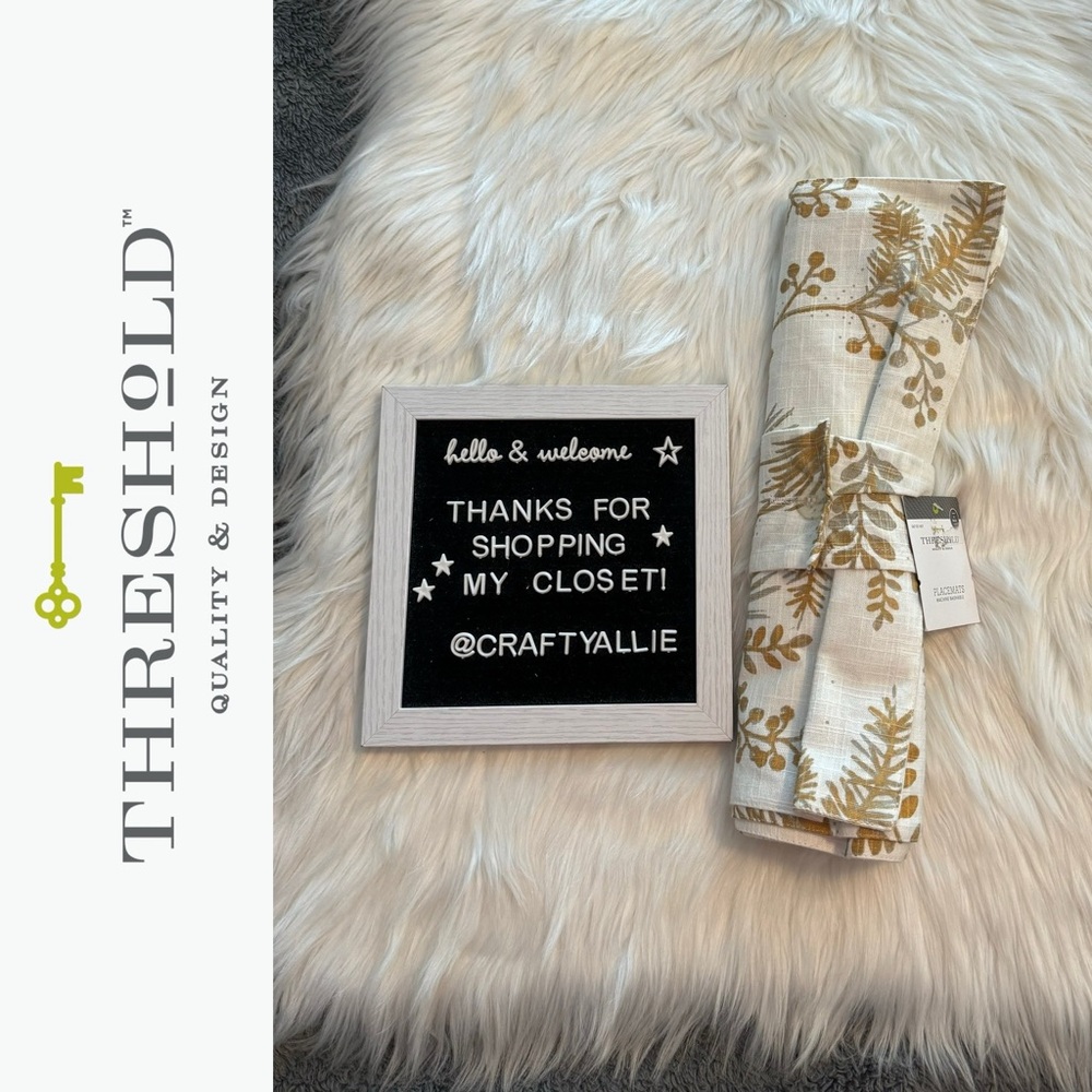 Threshold Gold and Off-White Patterned Placemats | Set of 4